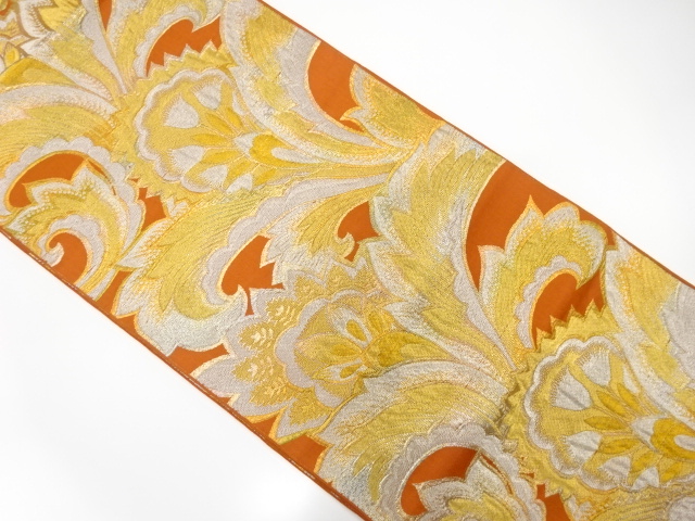 JAPANESE KIMONO / ANTIQUE FUKURO OBI / SILK / WOVEN FLORAL SARASA
